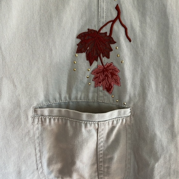 Shipshe-2X-tan-button down, lighter weight, long sleeve, Embroidered fall jacket - Picture 4 of 15